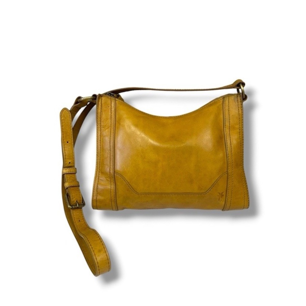 Frye Melissa Swing Pack Crossbody Bag Womens Cognac Tan Leather Distressed Purse